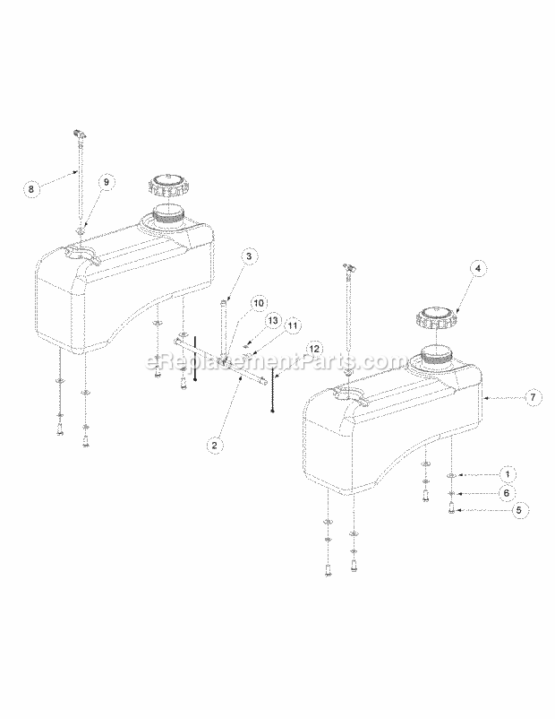 Fuel Tank Assembly Diagram and Parts List for M50-KHS 53BB5BBP750-23HP-OHV Cub Cadet Lawn Tractor